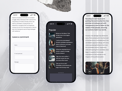 Mobile views comments form dark mode mobile mobile views phone view popular section responsive ui ui design ux ux design web design webdesign