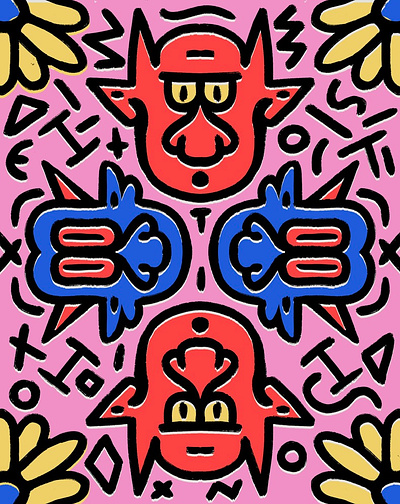 Devils on Acid acid character character design demon demons devils flower pattern trip trippy