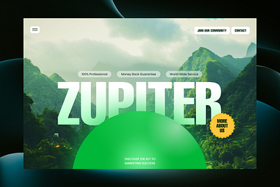 Zupiter – Hero Section Design agency animation bold conversion framer gradient graphic design hero hero section homepage landing page modern trending typography ui ui design visual web design web ui webflow