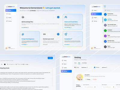 Cornerstone Web App ai ai driven app bento communication dashboard design insight mail ui web app 后台系统 应用设计 网页设计
