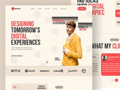 Portfolio Landing Page creativeportfolio designsystem figma interfacedesign landingpage minimaldesign onlinepresence personalwebsite portfolio portfoliowebdesign ui uidesign uiinspiration uiux uxdesign visualdesign whitespace