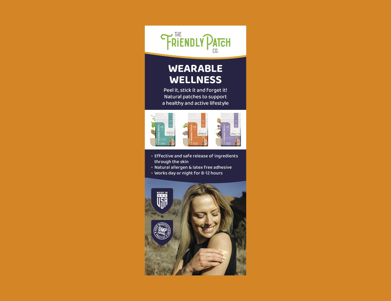 The Friendly Patch Co. Roll-up Banner baner design brand identity branding creative design creative designer design designer graphic design graphic designer layout design layout designer logo design logo designer print design print designer roller banner design typography typography design visual design visual designer