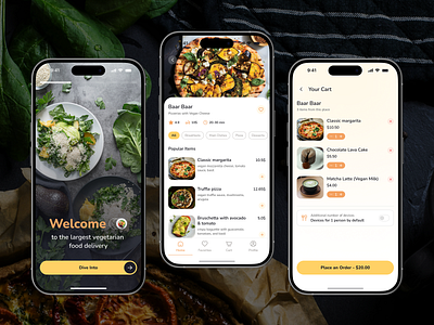Vegetarian Food Delivery - Mobile App application clean delivery design drumncode food interface light theme mobile mobile app mobile app design order ui ui kit ux web development