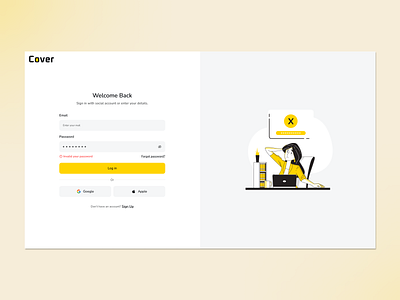 Invalid Password UI/UX clean illustration invalid password login onboarding saas signup ui uiux webapp website