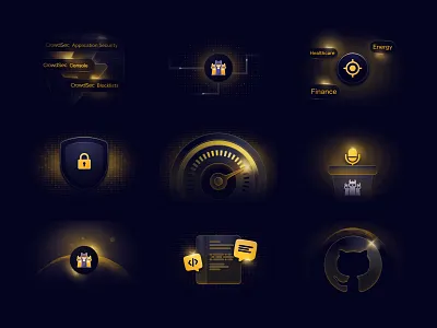 Illustrations for Feature Cards Vol 3 branding crowd cybersecurity dark dashboard design effciency events github graphic design icons illustration marketing open source security shield ui web