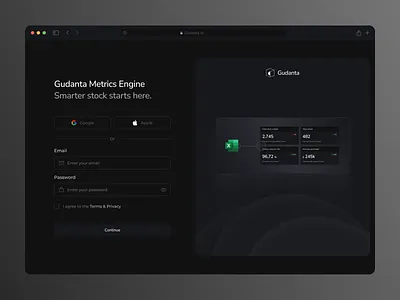 Gudanta - Login Page Dashboard account dark dashboard log in login page register registration saas saas login page sign in sign up ui ux website welcom login ui