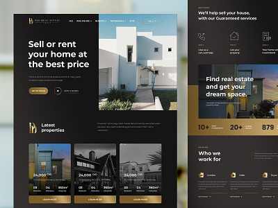 Luxury Real Estate Website – Dark Theme UI Design branding dark mode design dark website design graphic design home listing website luxury real estate mockup modern ui property listing website property website design real estate agency real estate platform real estate ux real estate website responsive web design ux web design inspiration website website home page design