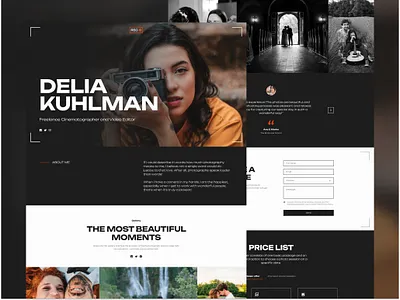 Videographer Portfolio Landing Page Website cinema cinematography darktheme filmindustry freelance layoutdesign photo photography portfolio portfoliodesign portfoliowebsite ui uiconcept video videography visualstorytelling website websitedesign