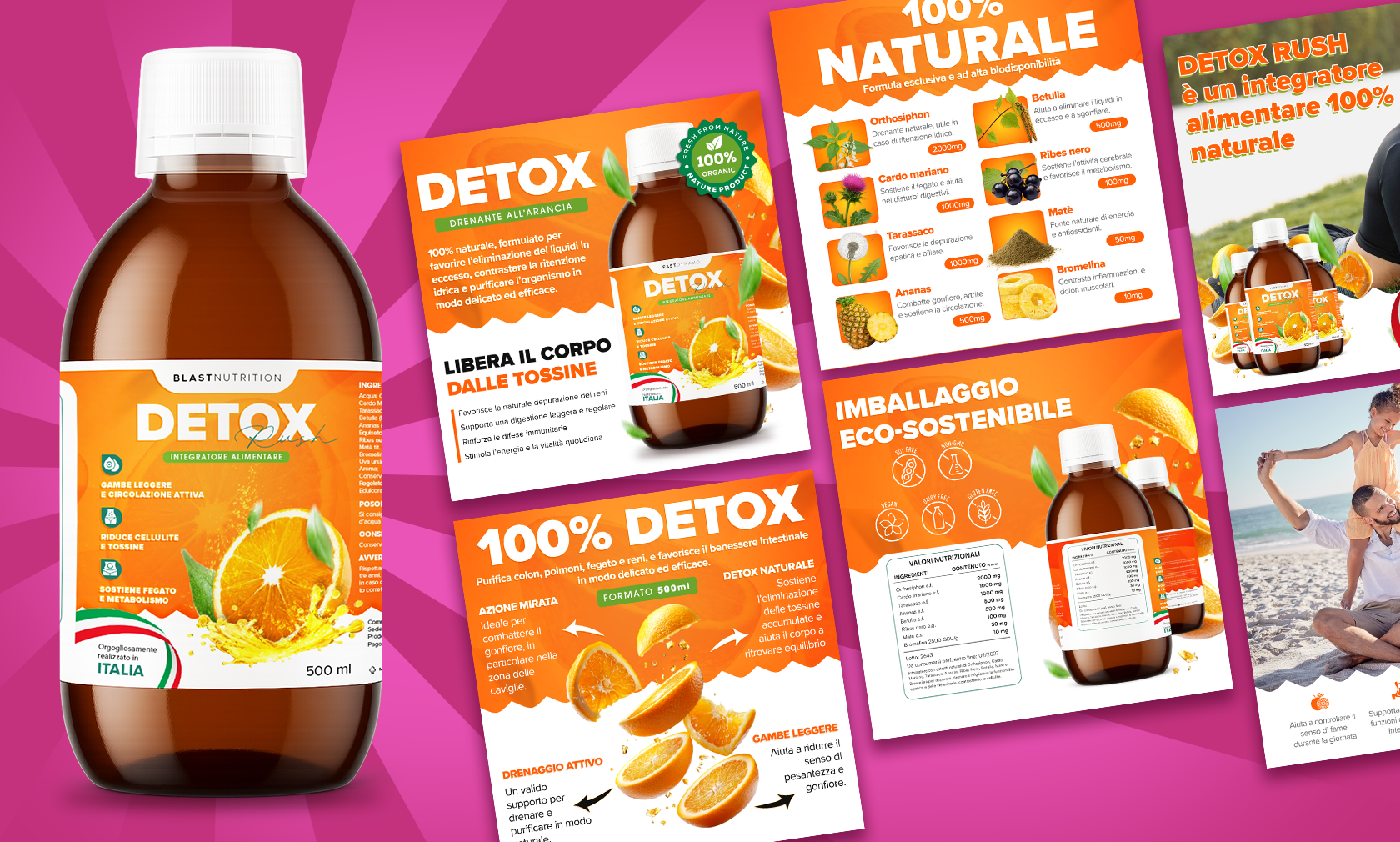 Detox Rush - Packagin & Label Design vibrant colors