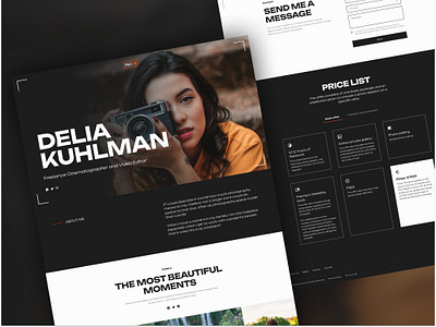 Videographer Portfolio Landing Page Website freelance hero hero section herosection minimal ui photography