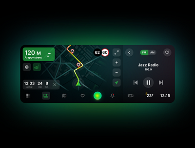 Car dashboard concept ai car dashboard navigation radio ui ux 仪表盘