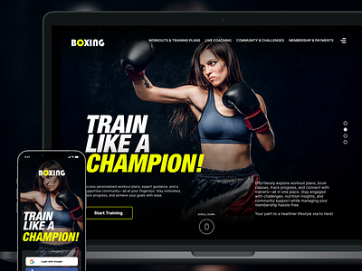 Boxing Club - Website app boxing boxing club champion club concept design fight mobile app mobileui train ui ux web