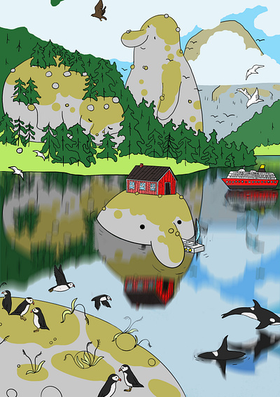 trollfjord childrens book illustration nature
