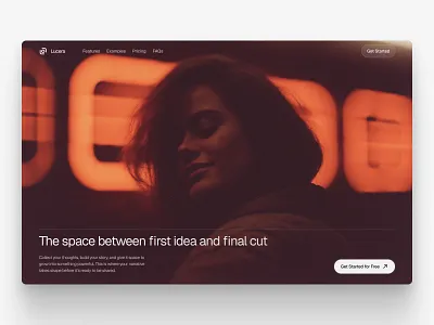 Hero section for a motion design workspace cinematic cta distopian futuristic hero landing page modern motion motion graphics noise progressive blur typography ui uiux userexperience vibe webdesign