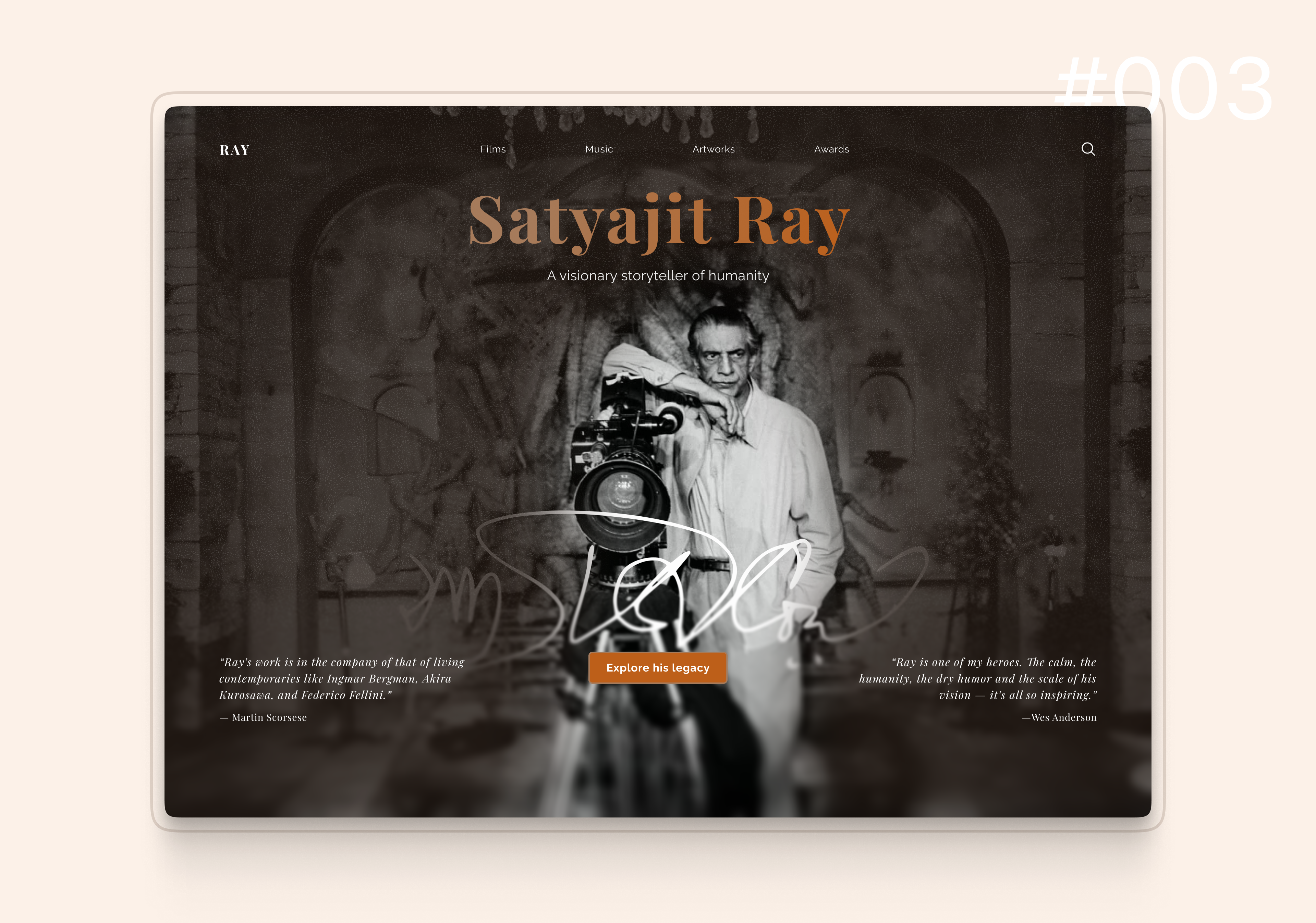 Landing Page Design - DailyUI #003 artwork branding dailyui design filmmaker hero section illustration indian landing page logo ui ui design