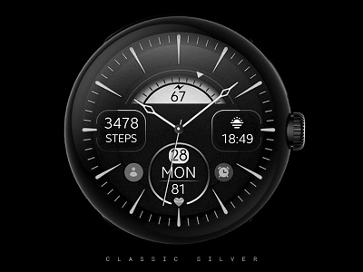 Silver Classic Watch Face black classic design elegant google graphic design illustration samsung silver smartwatch technology ui watch watch face watchface wear os