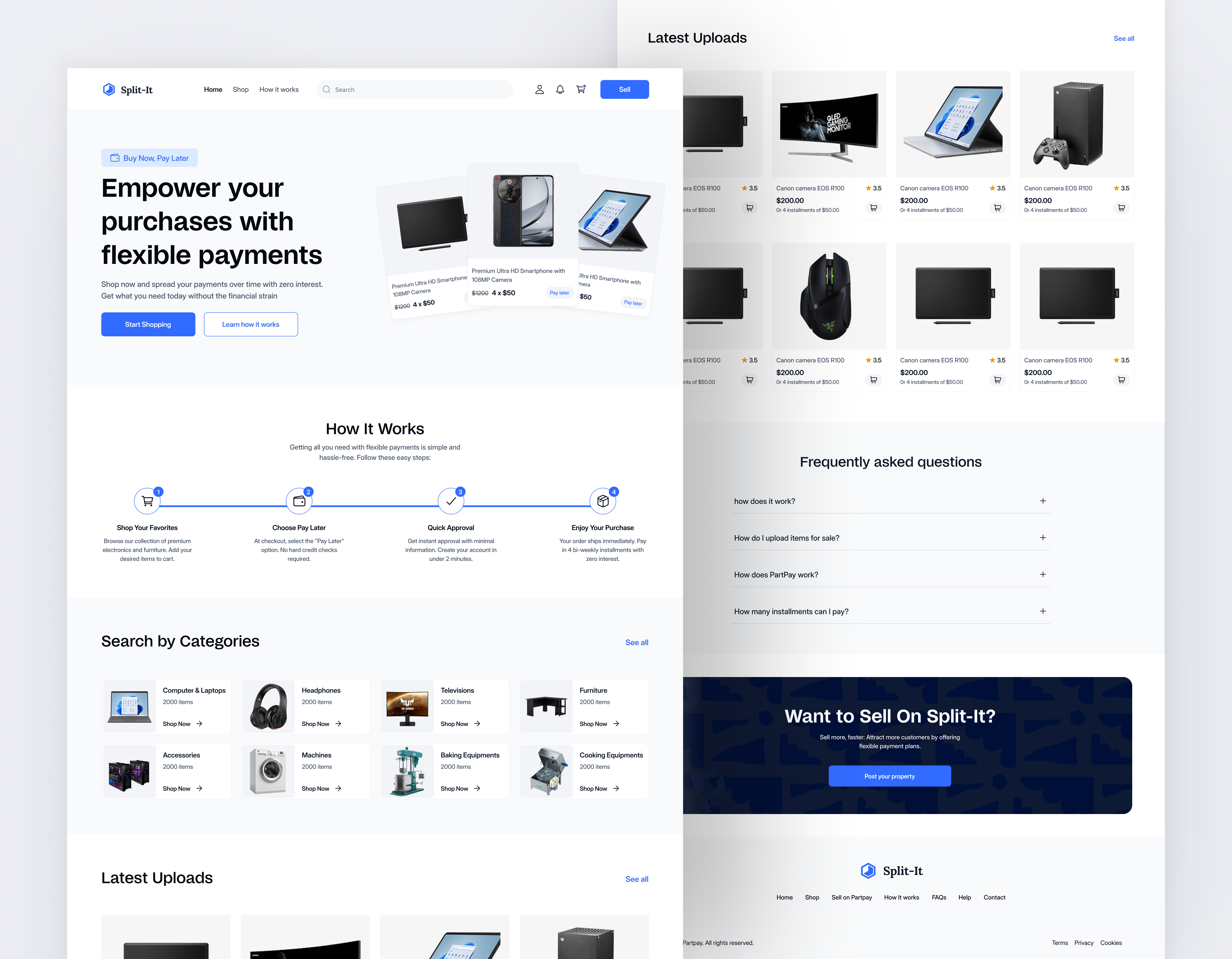 Split- It (Buy Now, Pay Later E-commerce) bnpl e commerce electronic e commerce electronics installmental purchase landing page ui design web page