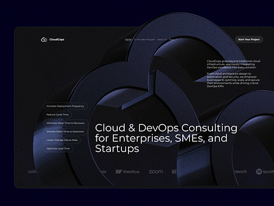 CloudCops – Cloud & DevOps Consulting Website 3d b2b website branding clean ux cloud platform consulting dark ui design developer tools futuristic interface graphic design infrastructure design mvp open source saas saas design tech website technical branding ui ux