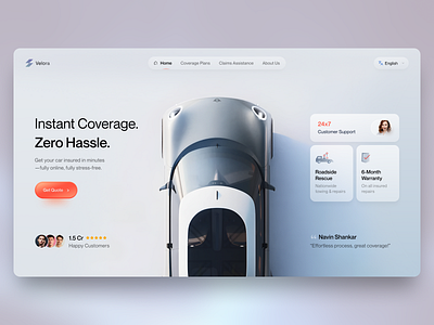 Instant Coverage. Zero Hassle. 3d automobile bike branding car clean ui finance fintech icon insurance motor product reliable stylised trust ui ux visual design web