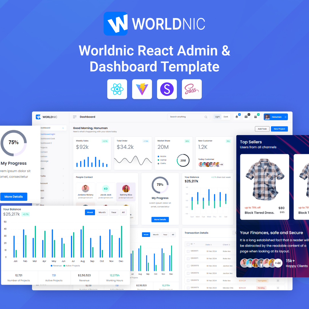 Worldnic – React Admin & Dashboard Bootstrap Template branding creative design illustration logo product design template ui uiux website