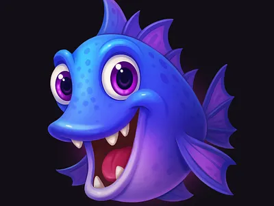 Funny fish 2d illustration adobe photoshop art cartoon casual game art design game art graphic design illustration slot art slot elements
