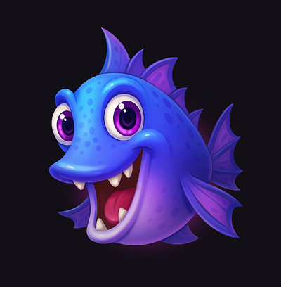 Funny fish 2d illustration adobe photoshop art cartoon casual game art design game art graphic design illustration slot art slot elements