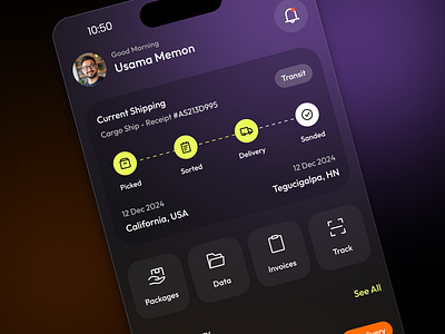Shipping App Design – Glassmorphism✨ app design card figma glassmorphism gradient modern shipping app ui