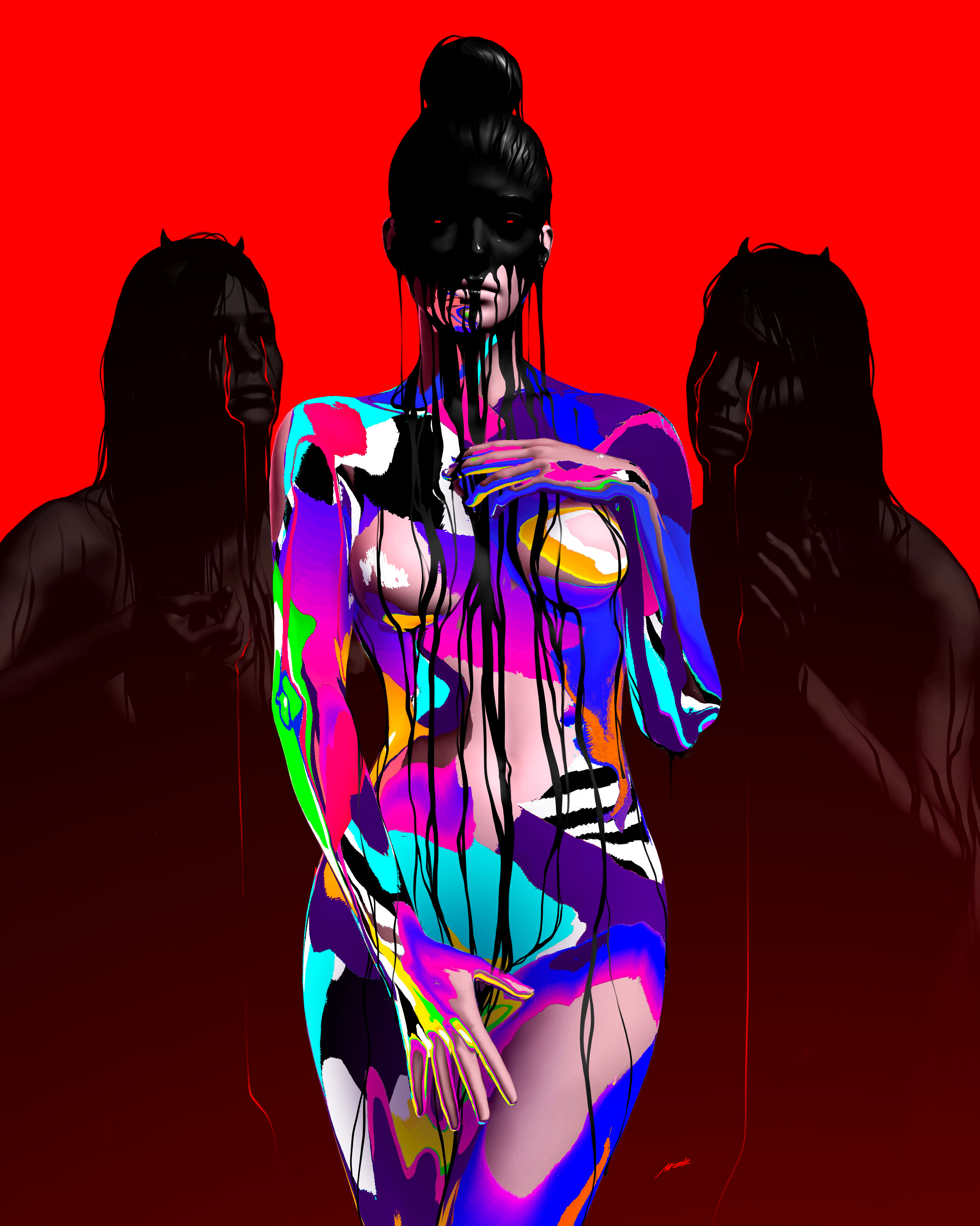 Cult😈 art artwork cult digital art drawing evil girl illustration portrait poster print series visual art