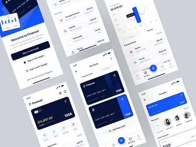 Financer - Financial & Digital Wallet App banking branding credit card design finance financial fintech graphic design ios design mobile design money payment pixlayer transaction transfer ui ui kit ui8 ux wallet