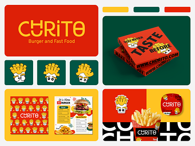 CHURITO Burger and Fast Food - Brand Identity Design brand identity branding burger fast food graphic design green illustration logotype mascot red visual identity wordmark yellow