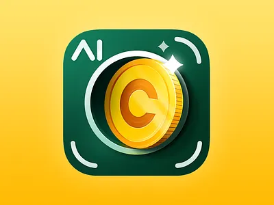 Coin+ Identifier IOS Icon 3d icon ai ai coin identifier ai identifier app icon design coin coin identifier crypto design icon icon design illustration ios ios icon ios icon design iphone iphone icon ui