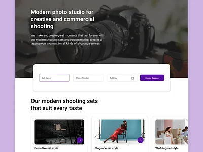 Photo Studio landing page landing page photo studio ui ux design