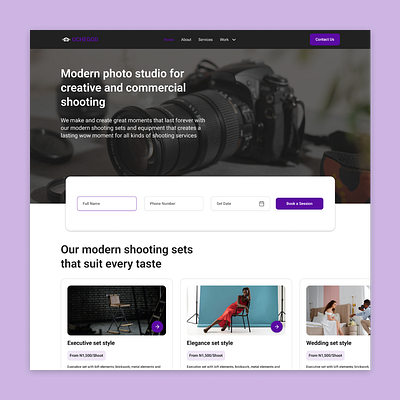 Photo Studio landing page landing page photo studio ui ux design
