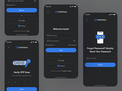Login & Forgot Password Screens – Healthcare Mobile App app app design appsecurity forgotpassword healthcareapp ios loginscreen loginui medicalapp mobile mobile app mobile ui ui design uiux