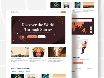 Global Tales - A multilingual cultural story website cultural homepage responsive storytelling ui uiux ux web design website website design