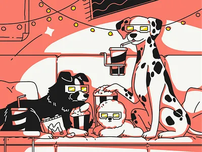 Illustration - Movie Night cute dog dog art dog illustration fun illustrtion movie movie night popcorn puppy