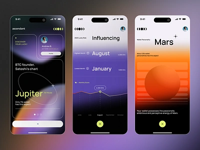 Ascendant Mobile App astrology astronomy branding concept cosmos design fortune teller galaxy horoscope logo mobile mobile app planet social media tarot ui ux zodiac