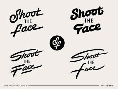 Shoot the face _ logotype authentic awards bold calligraphy creative custom flow fun hybrid iconic lettering logo logomark process script signature type typography unique wordmark