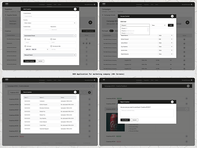 B2B Campaign Manager: Overlay Forms for Creative & User Access activityhistory adminpanel approvalworkflow b2bmarketing campaignmanagement collaborationtools creativereview marketingplatform overlayui rolebasedaccess useraccess webappui