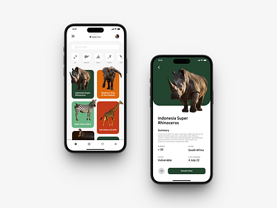 Wildlife Conservation Mobile app africa animals design mobileapp nature ui uidesign uiux userexperience userinterface ux wildlife