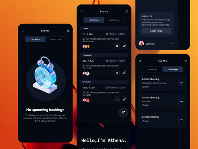 Book meetings - Athena 3d ai illustration ios meeting product ui ux web