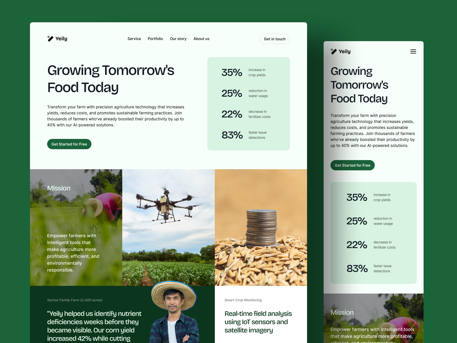 Example of Yeily landing page