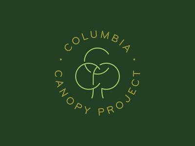 Columbia Canopy Project Logo 1 brand identity c canopy clover columbia green growth letters logo monogram p plant planting tree trees typography