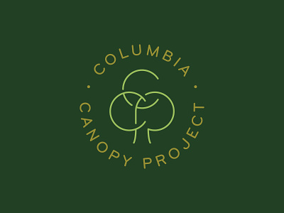Columbia Canopy Project Logo 1 brand identity c canopy clover columbia green growth letters logo monogram p plant planting tree trees typography