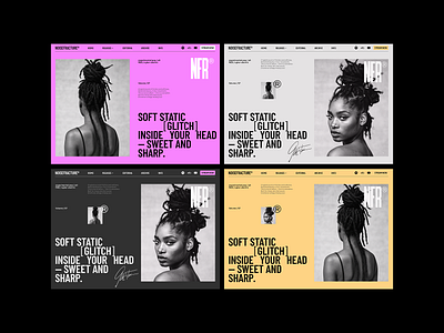 Color & Layout Exploration — NOISEFRACTURE Vol.07 Editorial co art direction bold typography colors editorial editorial design grid landing page layout music neon typography ui ui design uiux web design