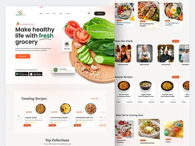 Food Web Landing Page UI - Fresh, Fast & Flavorful! e comarce figma food food lending page fresh ui landing page ui lending page resturent ux