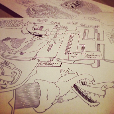 Wolf cartoon cartoon comic design drawing illustration lines wolf
