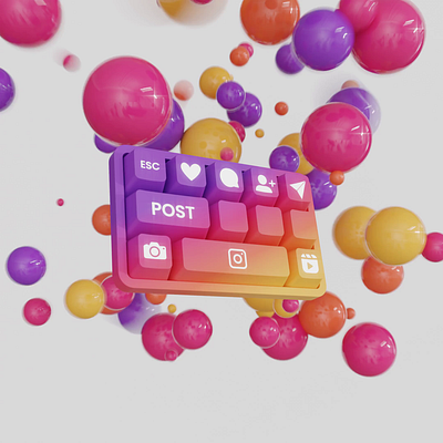 Insta Keyboard 3d animation motion graphics