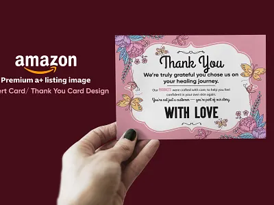 Floral Package Insert Card/Thanksgiving Card Design amazon box branding business business identity card floral handwritten insert card invitation label label design marketing packaging pastel print purchase card small business thanksgiving vintage
