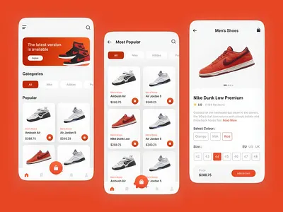 Shoes E-Commerce App app branding design graphic design illustration logo mobileapp motion graphics ui uidesign ux uxdesign